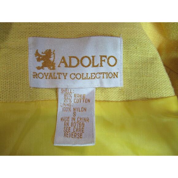 Adolfo Royalty Collection Blazer Womens S Butter Yellow Oversized Jacket 90s Y2K - Picture 2 of 10
